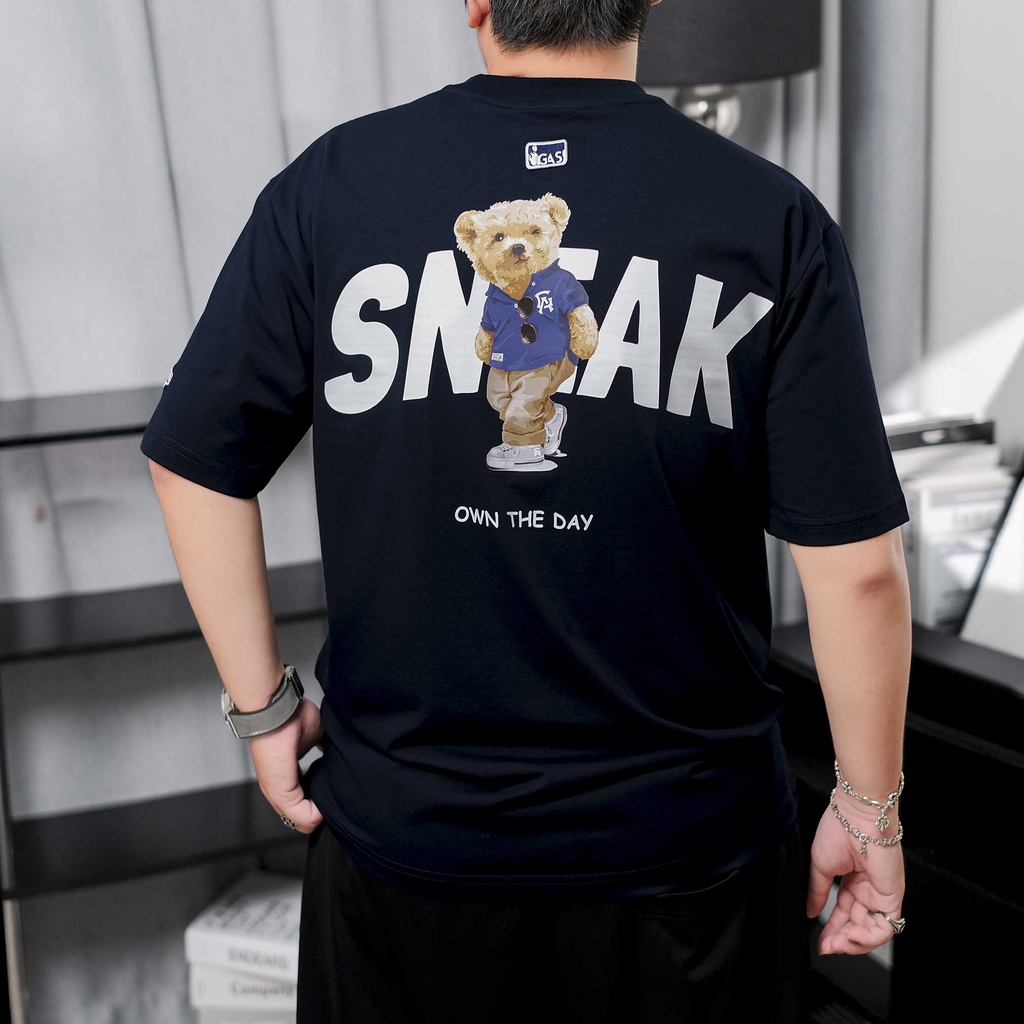 Áo thun Gasi Xanh Đen in Gấu Sneaker