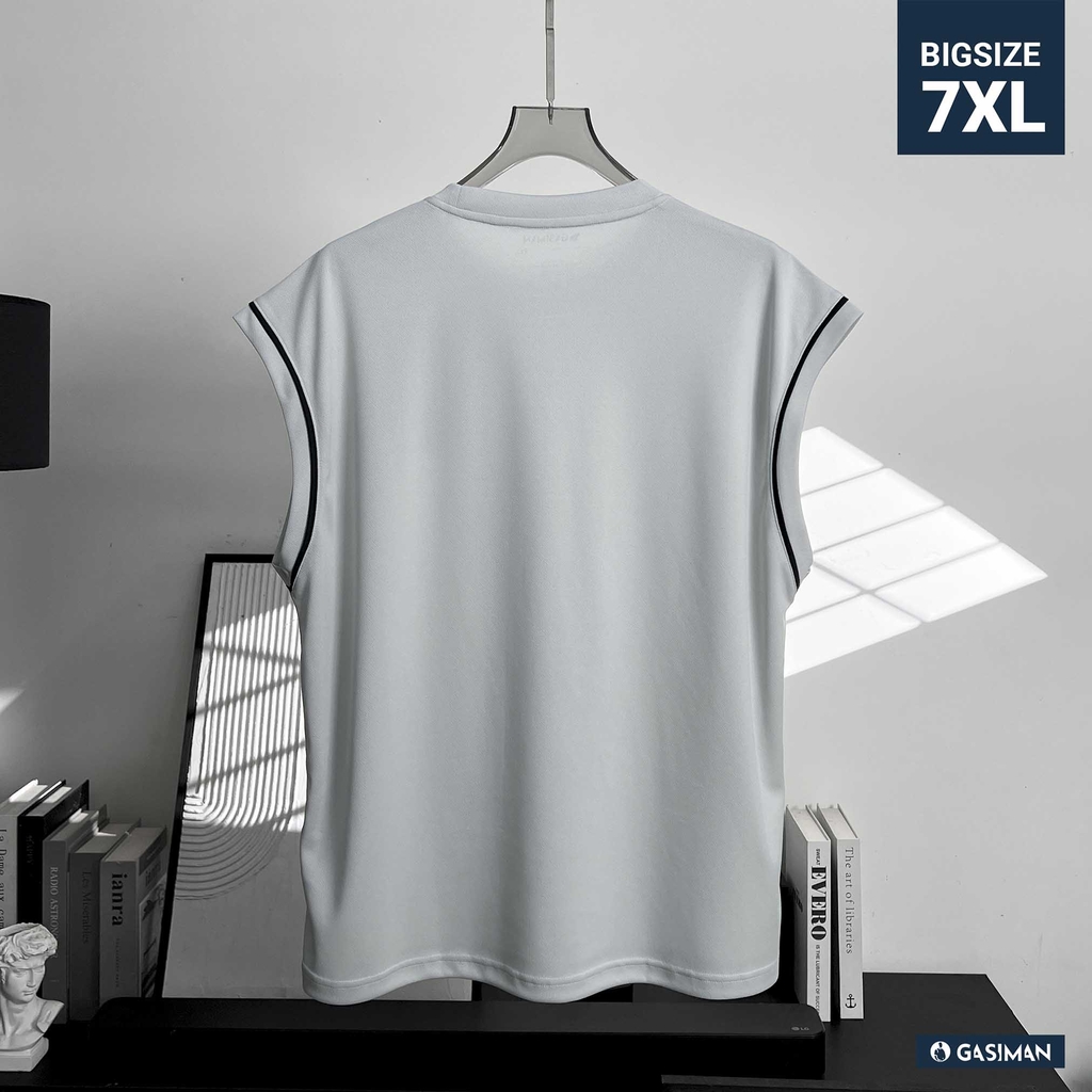 Áo thun ba lỗ Phối Viền Tay Xám