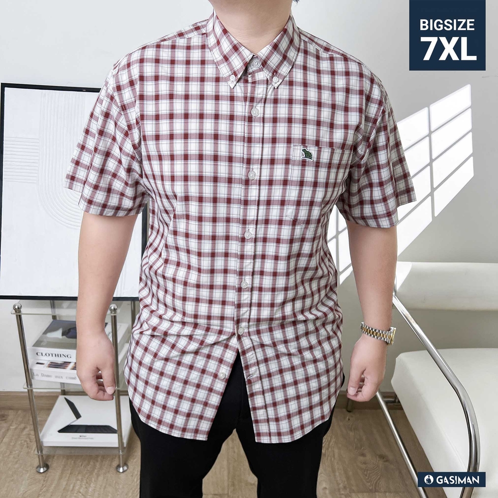 Áo Sơ mi Big size Kate USA họa tiết caro Đỏ mận