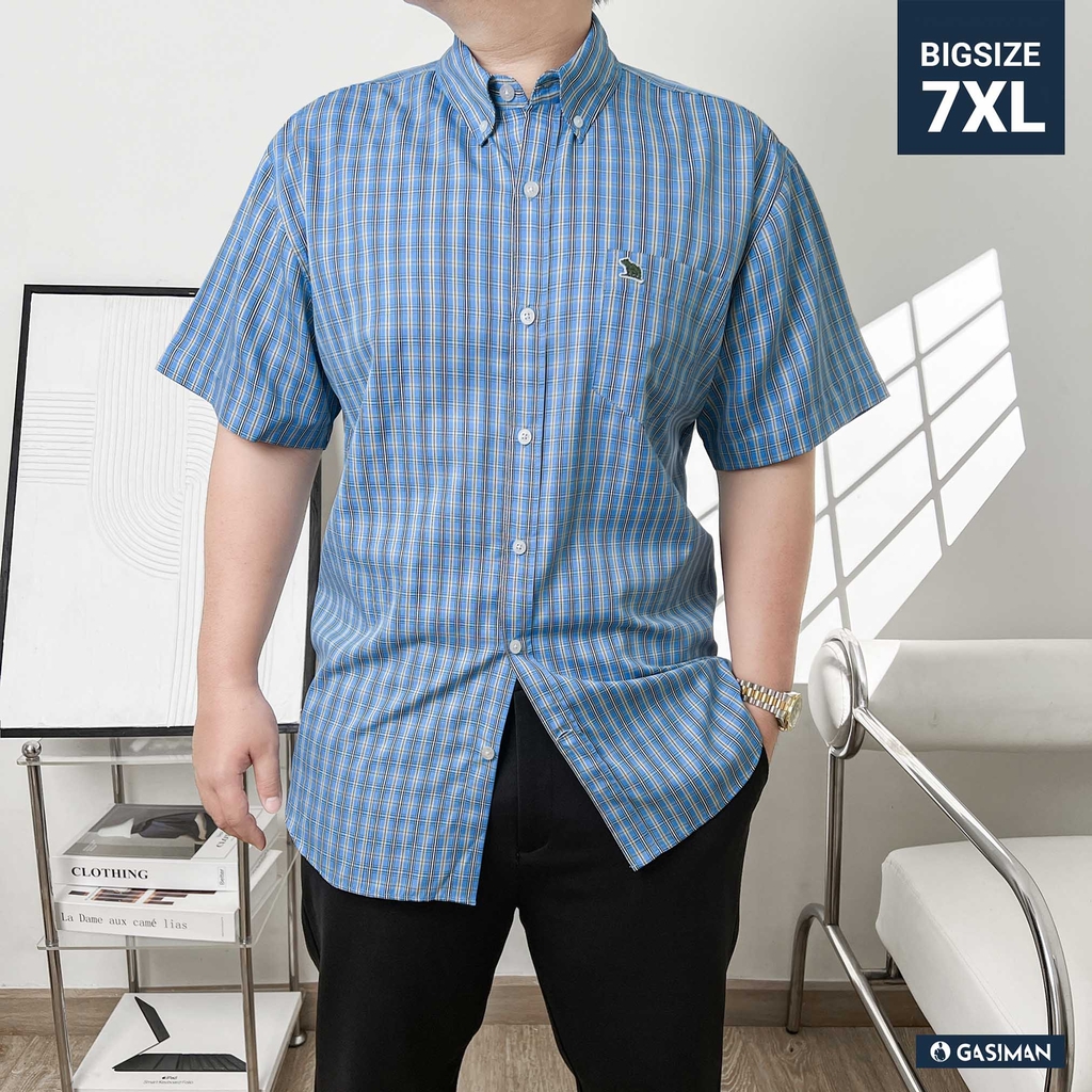 Áo Sơ mi Big size Kate USA họa tiết caro Xanh biển