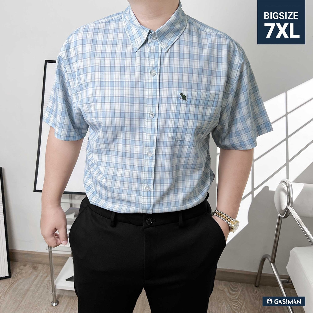 Áo Sơ mi Big size Kate USA họa tiết caro Xanh da