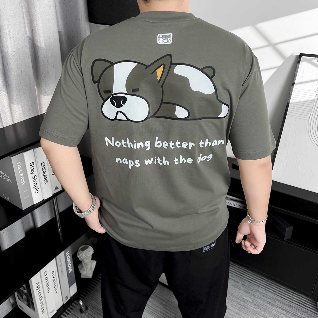 Áo thun Gasi Xám xi măng Chó Cute