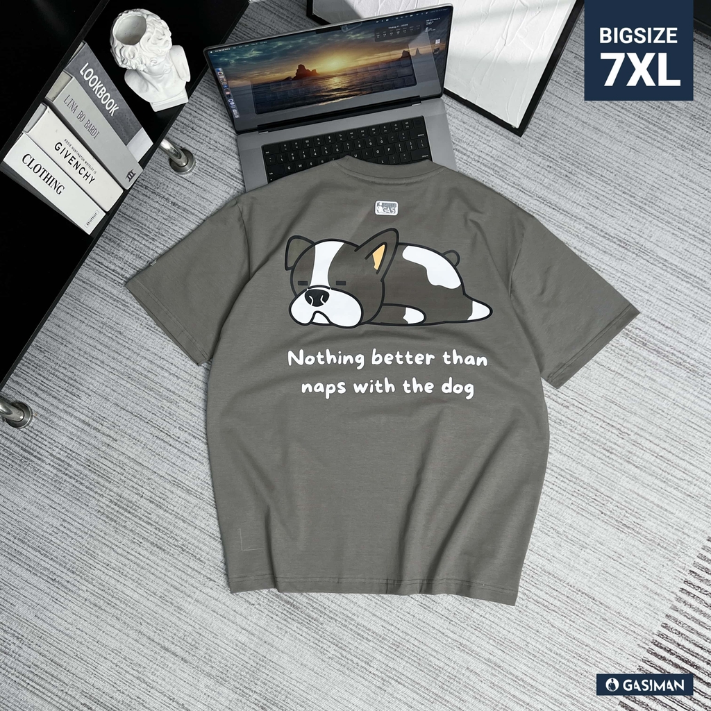 Áo thun Gasi Xám xi măng Chó Cute