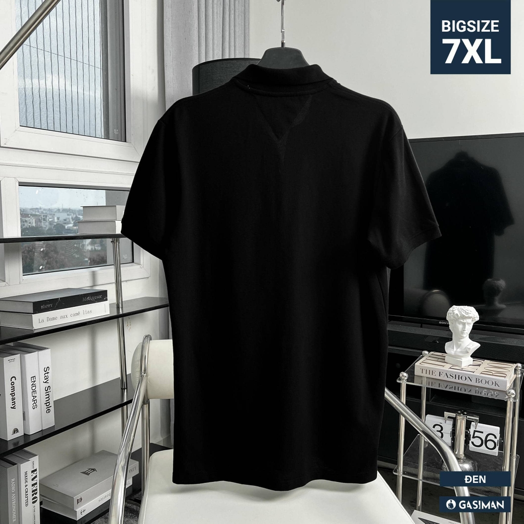 Áo Polo Bigsize Thêu con Gấu Màu đen