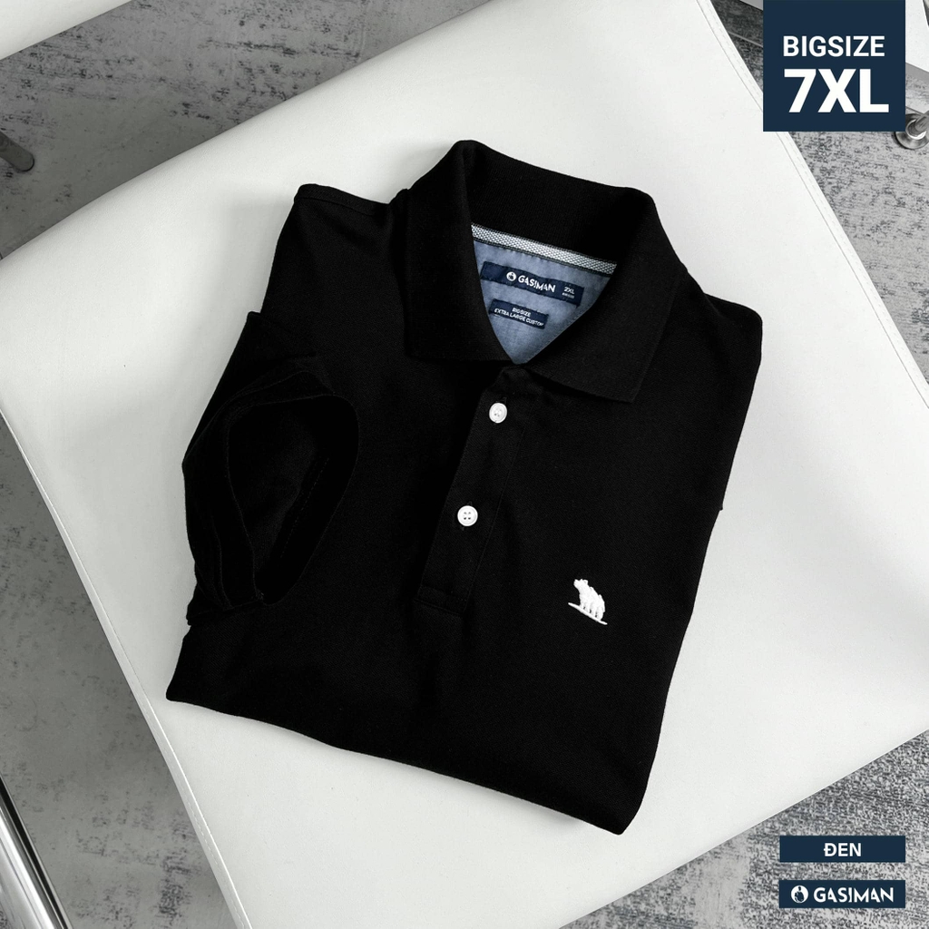 Áo Polo Bigsize Thêu con Gấu Màu đen