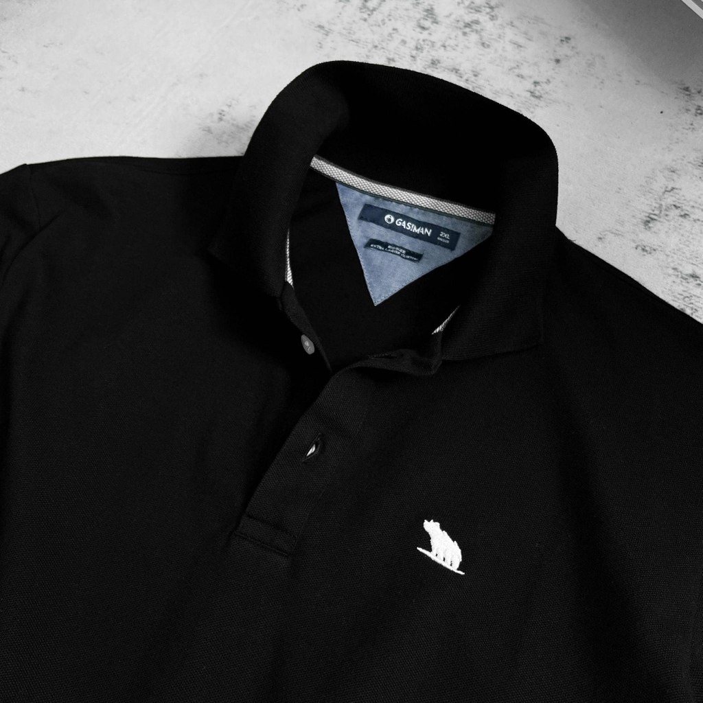 Áo Polo Bigsize Thêu con Gấu Màu đen