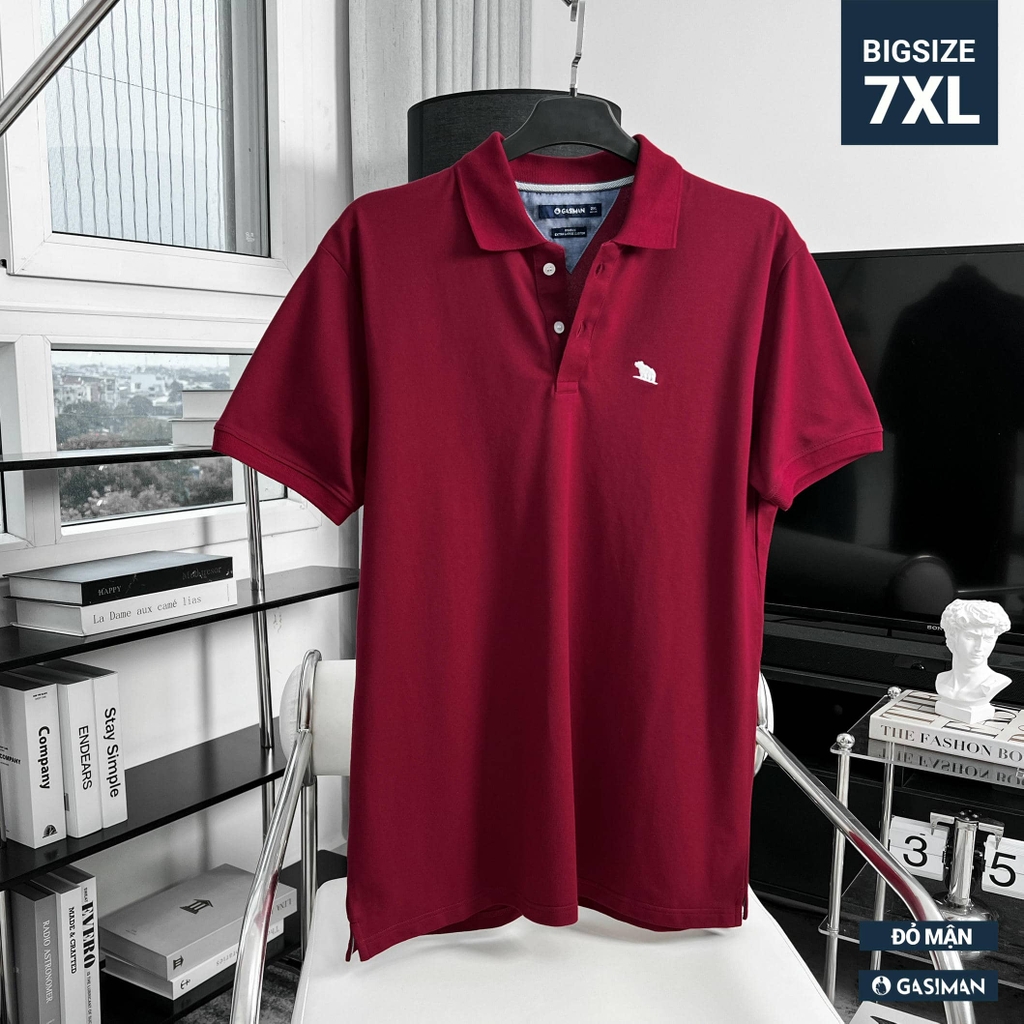 Áo Polo Bigsize Thêu con Gấu Màu Đỏ đô