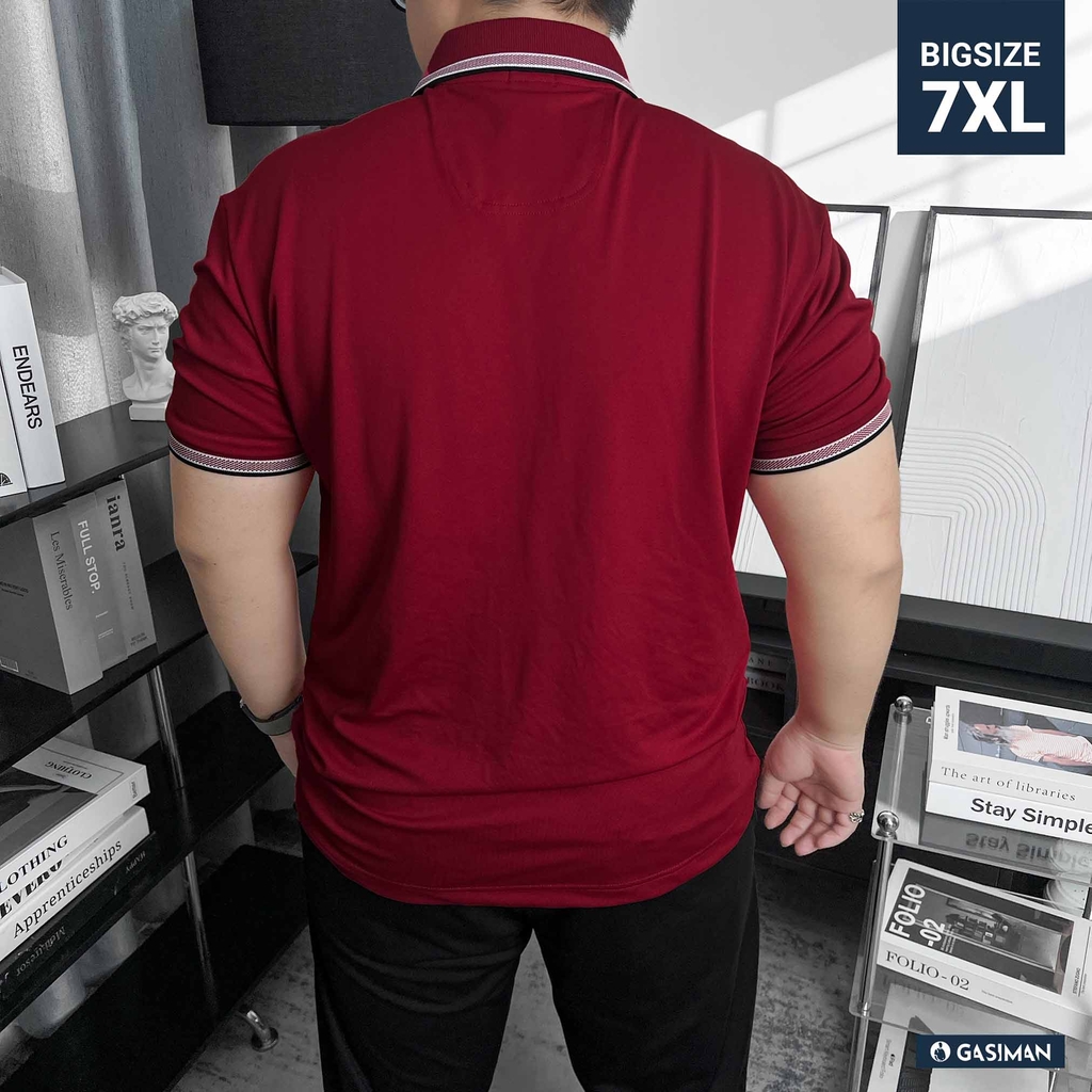 Áo Polo Big size Thêu logo GASI Màu Đỏ đô