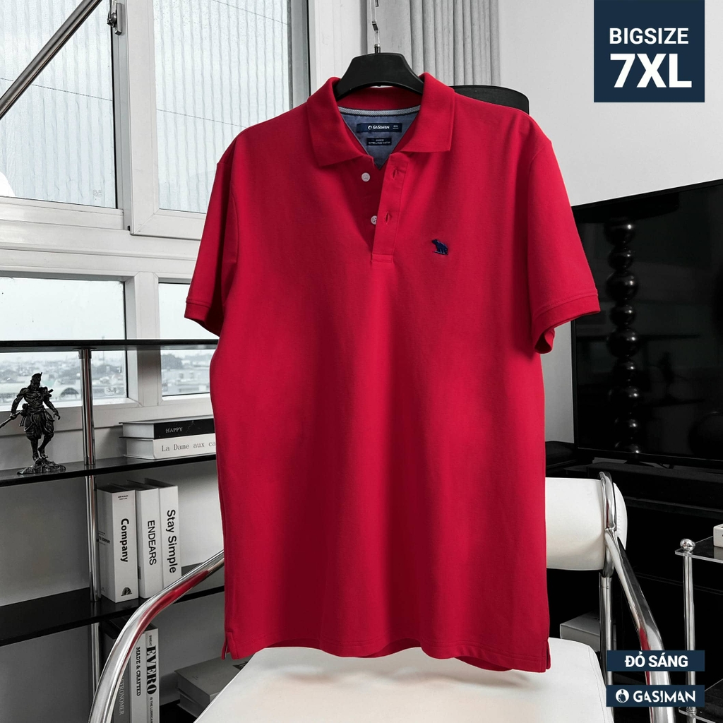 Áo Polo Bigsize Thêu con Gấu Màu Đỏ tươi