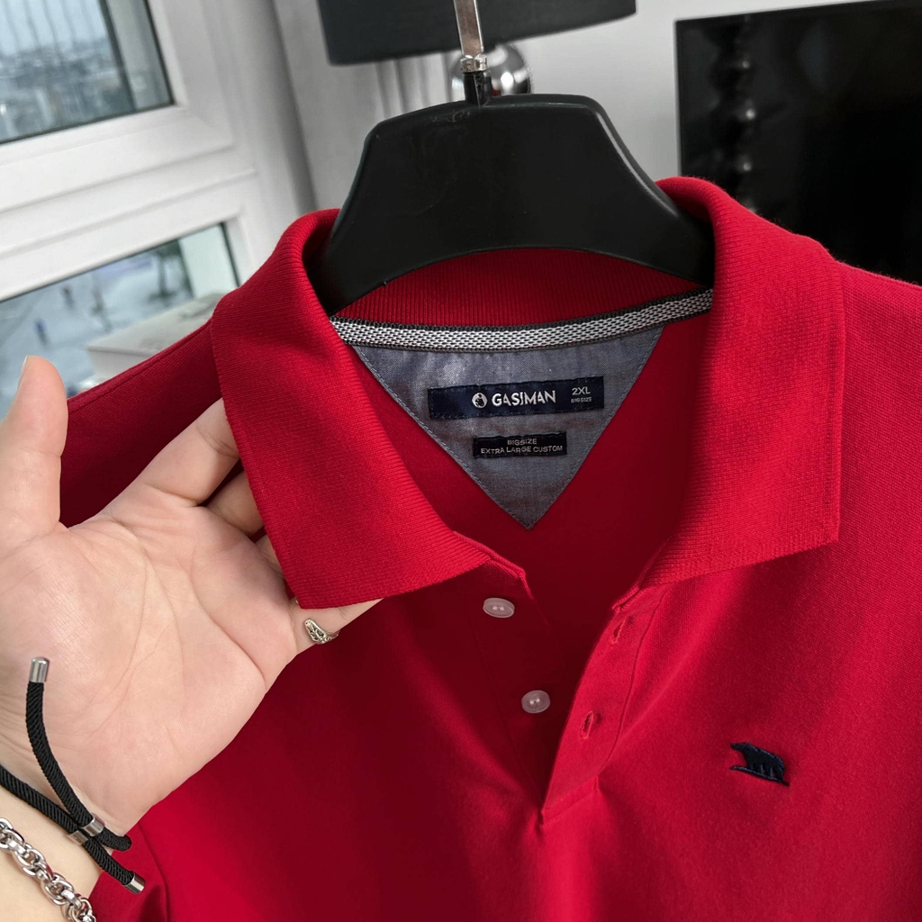 Áo Polo Bigsize Thêu con Gấu Màu Đỏ tươi