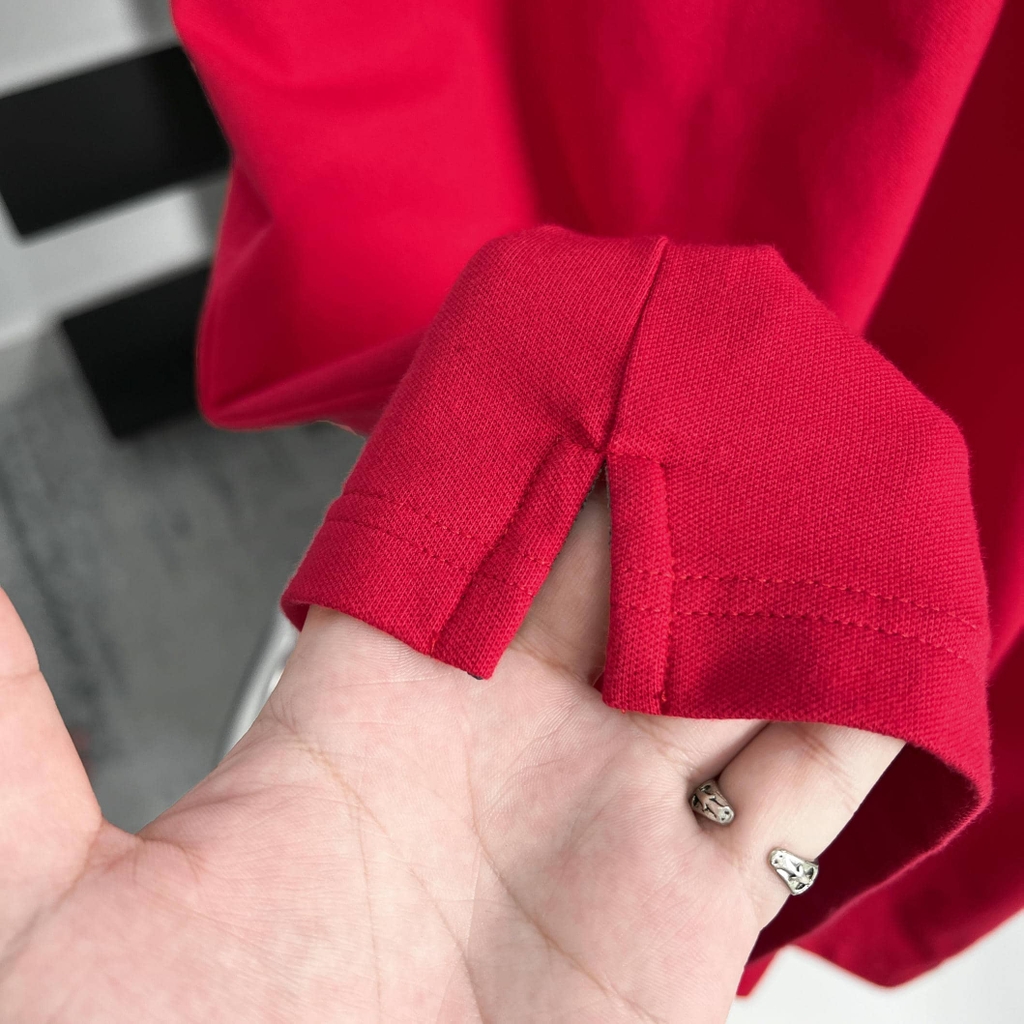 Áo Polo Bigsize Thêu con Gấu Màu Đỏ tươi