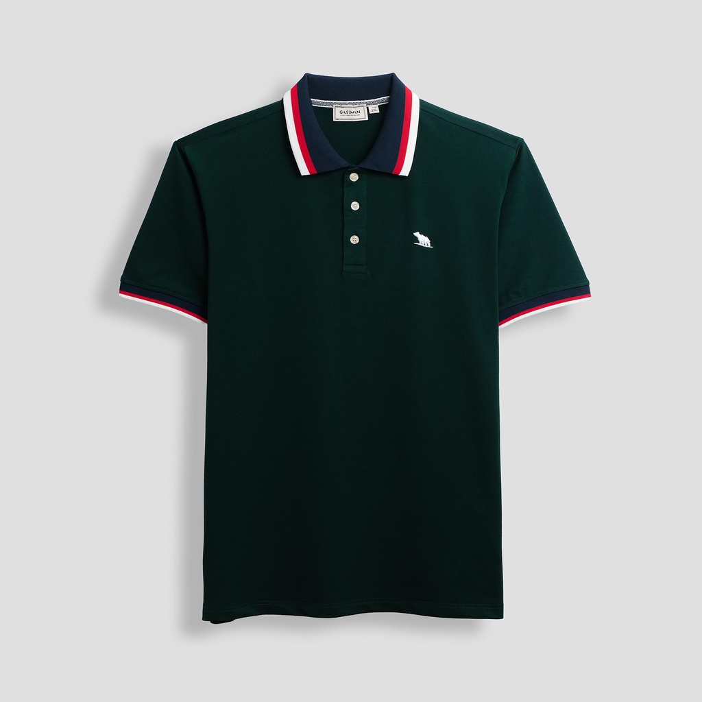 Áo Polo Bigsize Màu Xanh rêu Thêu Gấu Phối cổ 3 màu