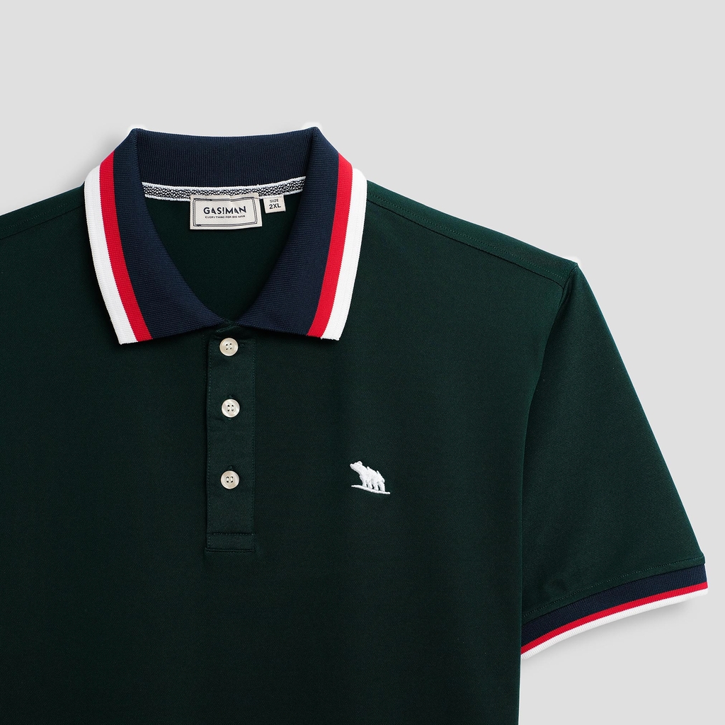 Áo Polo Bigsize Màu Xanh rêu Thêu Gấu Phối cổ 3 màu