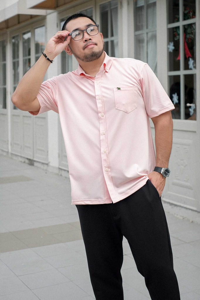 Áo Sơ Mi Bigsize Nano Co Giãn 4 Chiều Màu Hồng