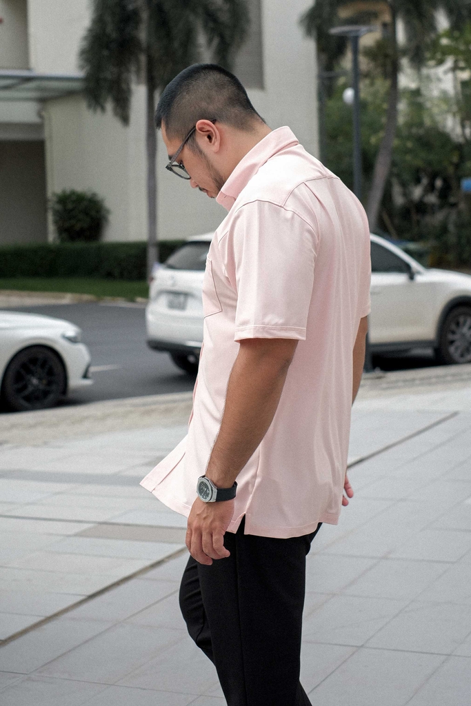 Áo Sơ Mi Bigsize Nano Co Giãn 4 Chiều Màu Hồng