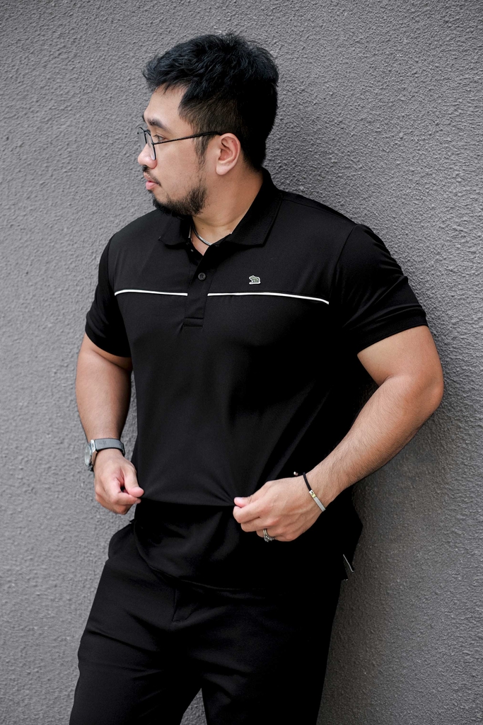Polo BigSize phối viền ngực Màu Đen