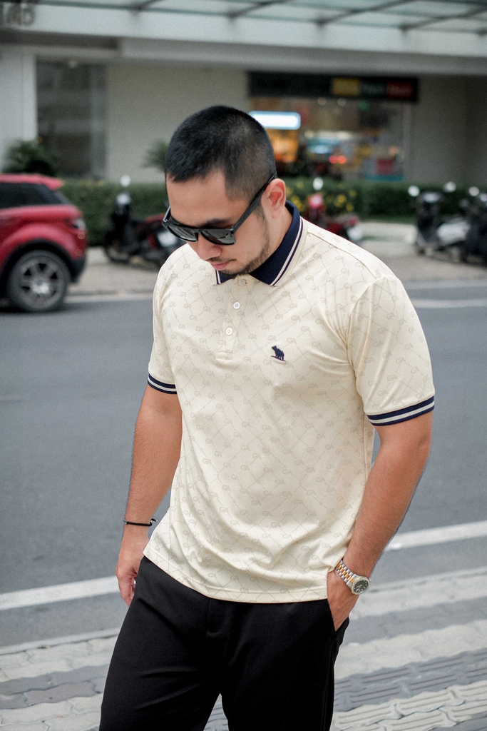 Polo Big size Royal Sailor Monogram Màu Kem