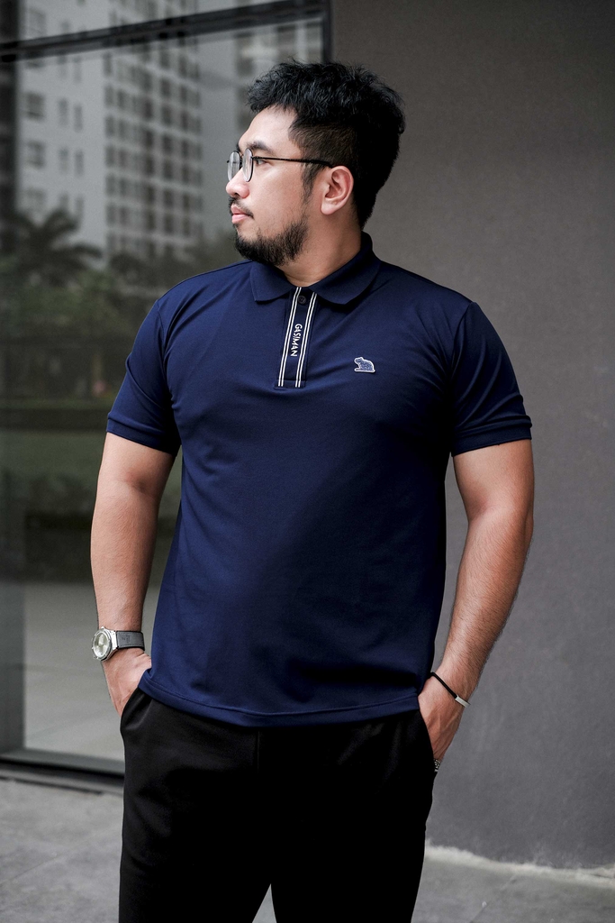 Polo Big Size Xanh Đen Trụ ẩn in Gasiman