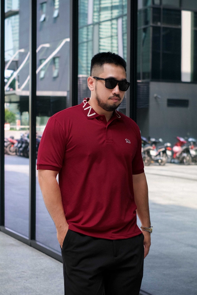 Áo Polo Cổ Chữ GASI Đỏ Đô