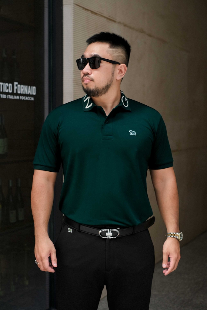 Áo Polo Cổ Chữ GASI Xanh Rêu