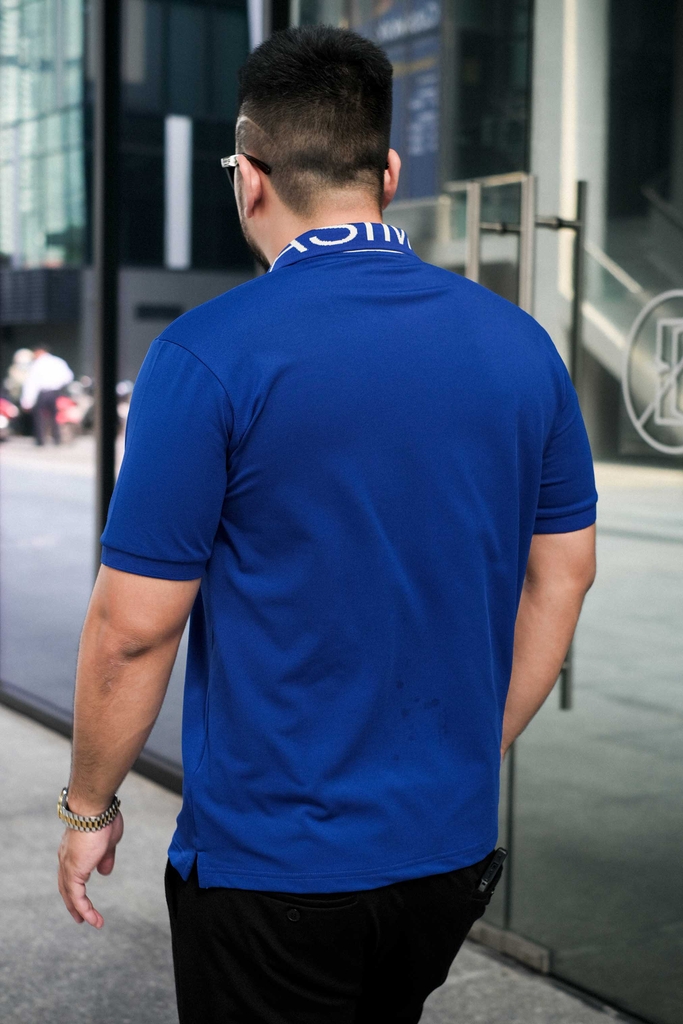 Áo Polo Cổ Chữ GASI Xanh Dương