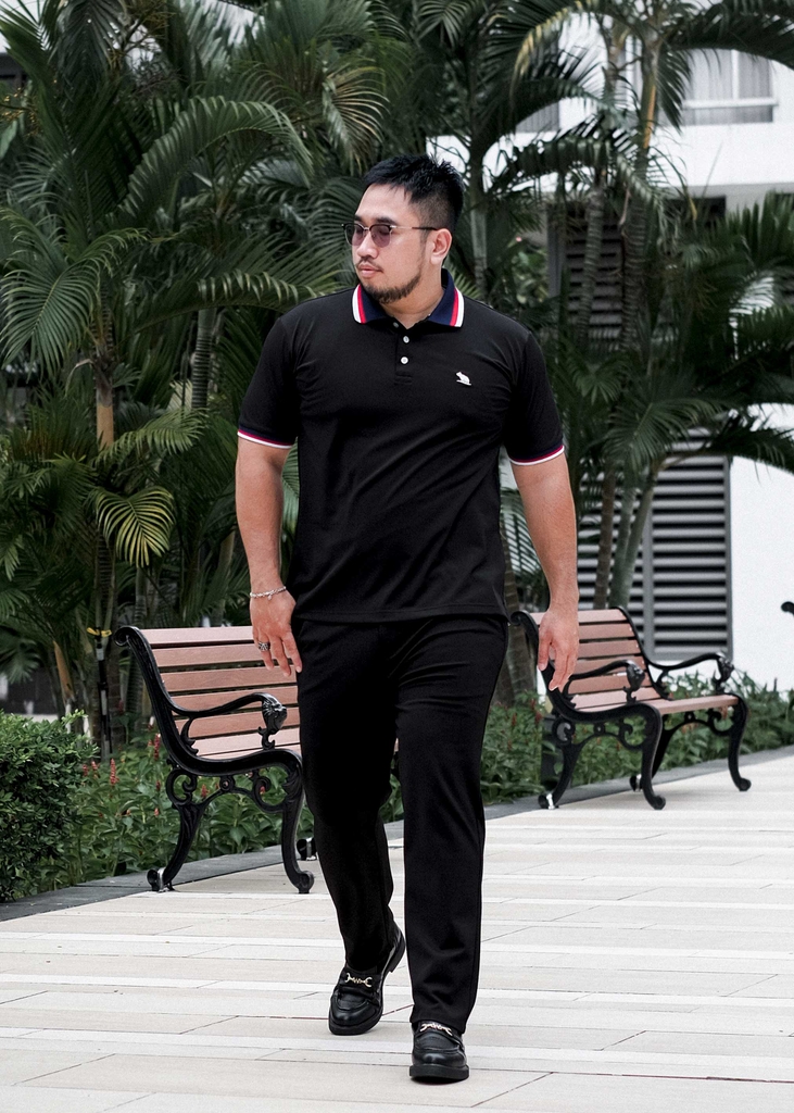 Áo Polo Bigsize Màu Đen Thêu Gấu Phối cổ 3 màu