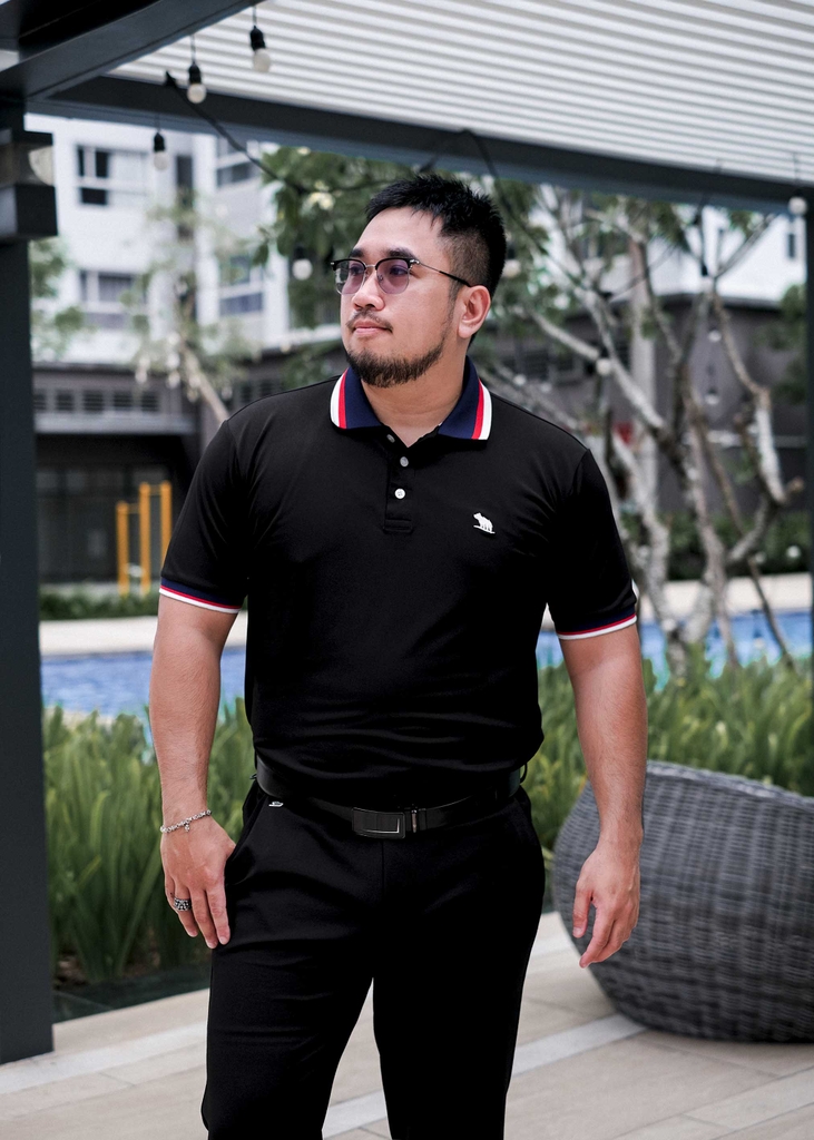 Áo Polo Bigsize Màu Đen Thêu Gấu Phối cổ 3 màu