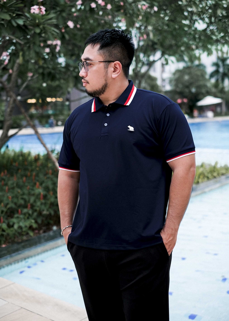 Áo Polo Bigsize Màu Xanh đen Thêu Gấu Phối cổ 3 màu