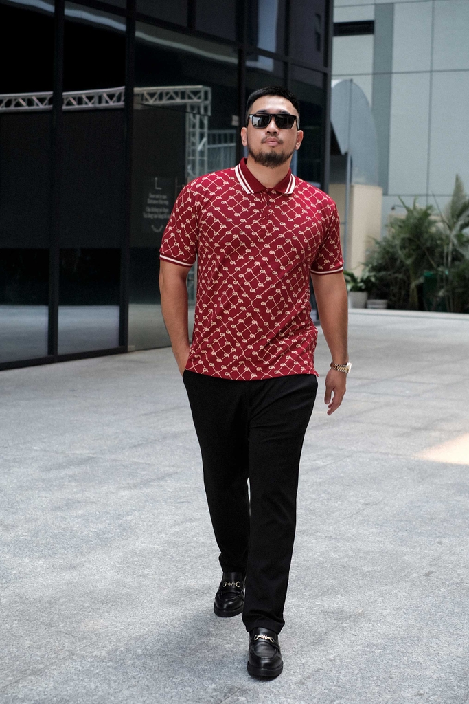 Polo BigSize Royal Sailor Monogram Màu Đỏ đô