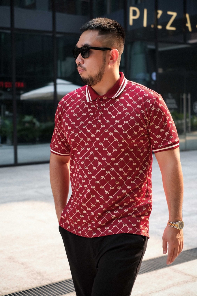 Polo BigSize Royal Sailor Monogram Màu Đỏ đô