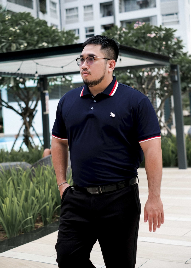 Áo Polo Bigsize Màu Xanh đen Thêu Gấu Phối cổ 3 màu