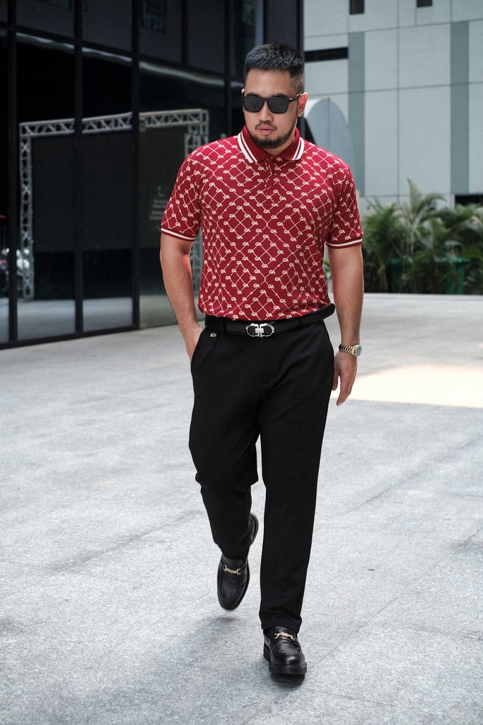Polo BigSize Royal Sailor Monogram Màu Đỏ đô