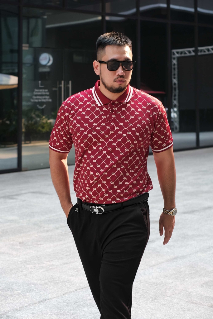 Polo BigSize Royal Sailor Monogram Màu Đỏ đô