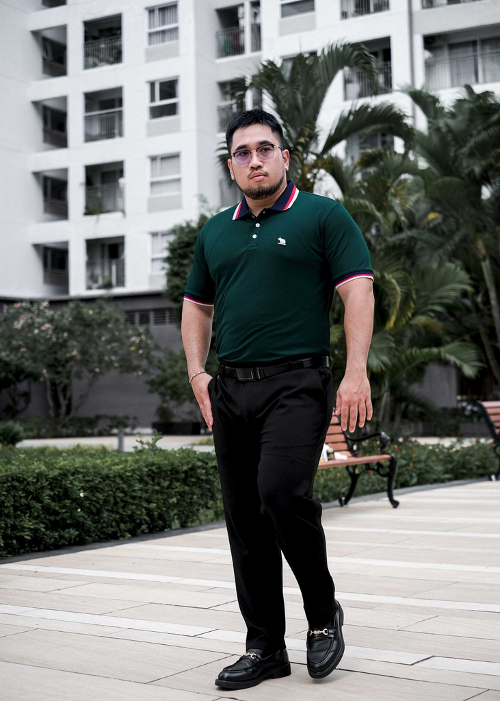 Áo Polo Bigsize Màu Xanh rêu Thêu Gấu Phối cổ 3 màu