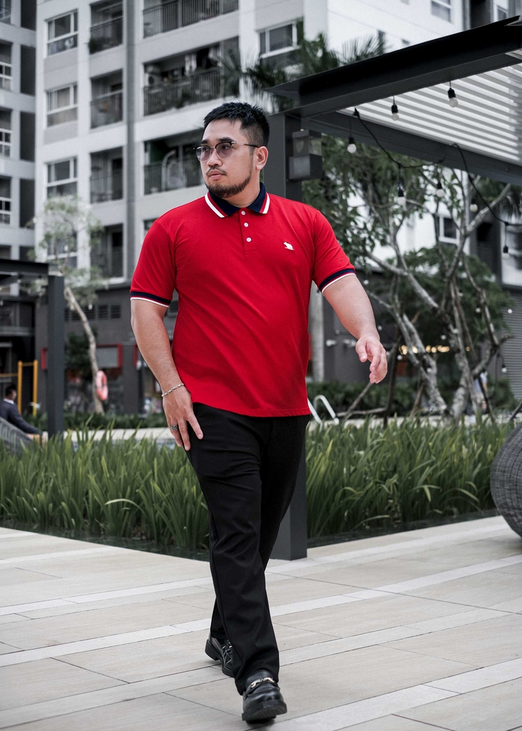 Áo Polo Bigsize Màu Đỏ Thêu Gấu Phối cổ 3 màu