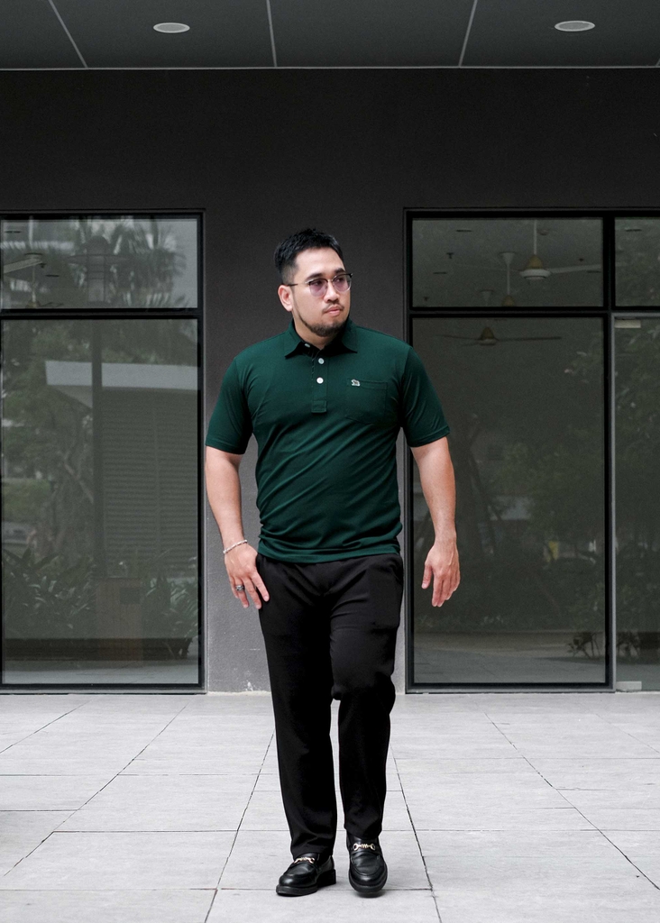 Áo Polo Big size Classy có Túi màu Xanh rêu