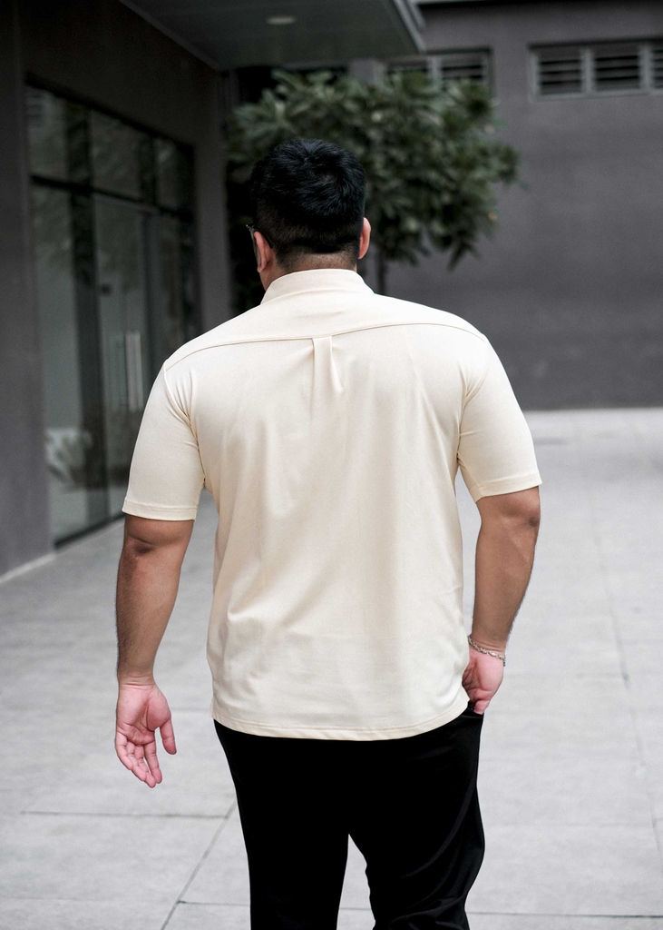 Áo Polo Big size Classy có Túi màu Be