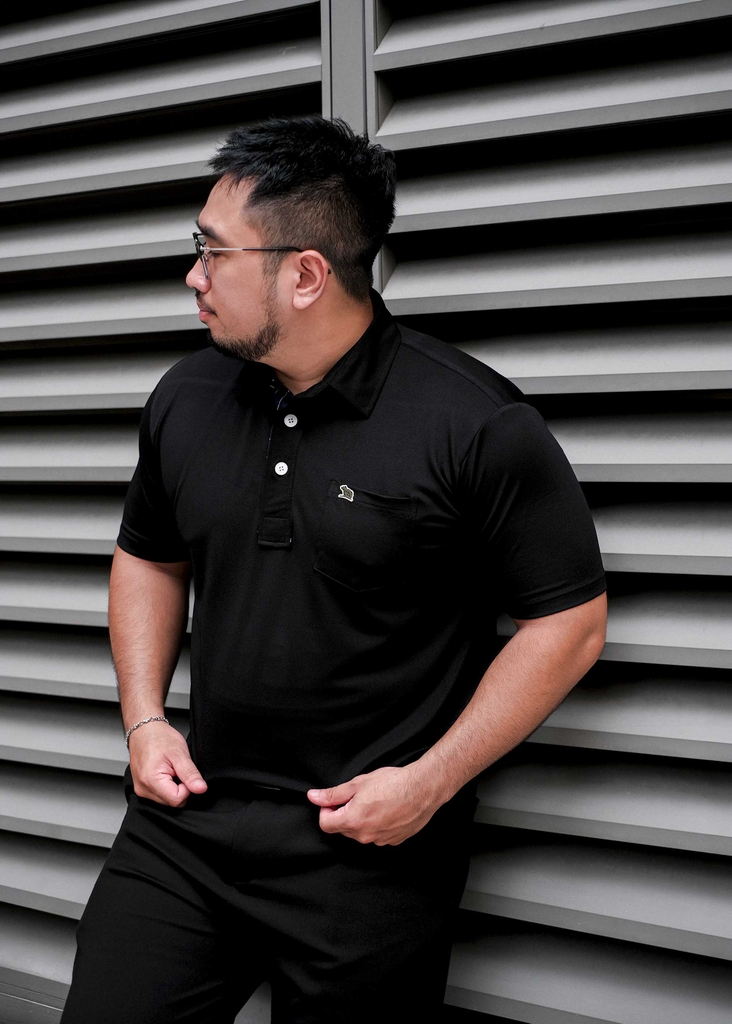 Áo Polo Big size Classy có Túi màu Đen