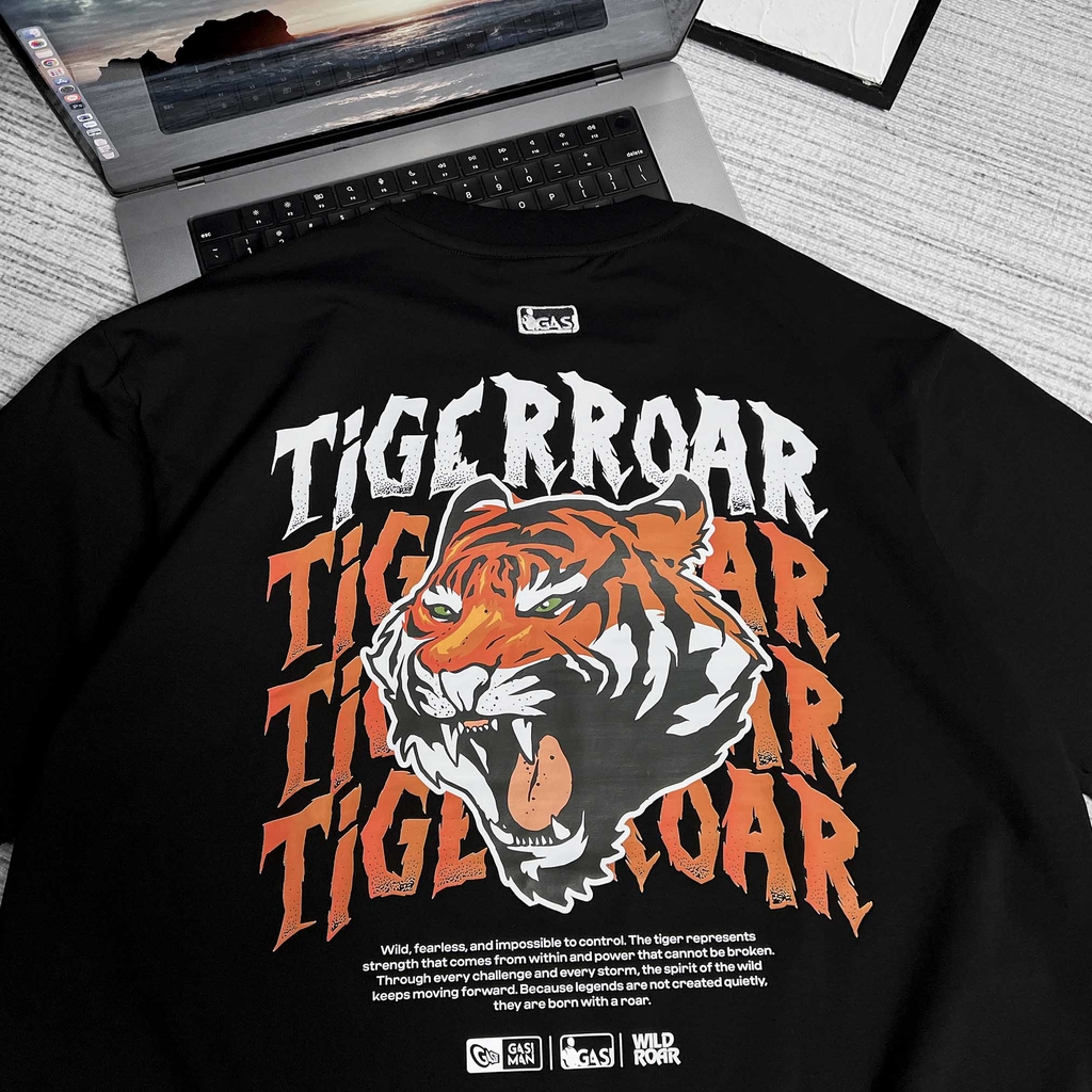 Áo thun Gasi Đen Hổ chữ