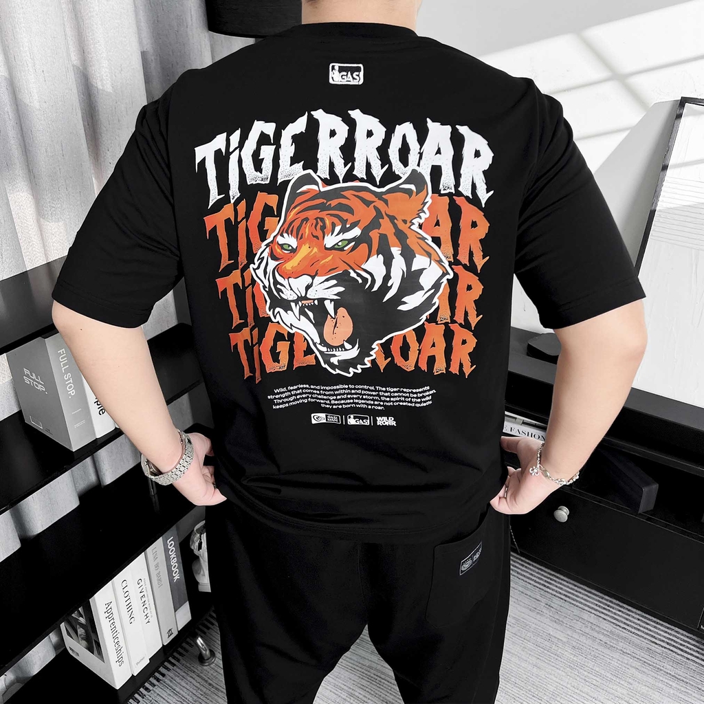 Áo thun Gasi Đen Hổ chữ