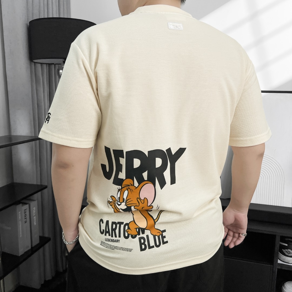 Áo Thun Big size Có Túi In Tom & Jerry Màu Kem