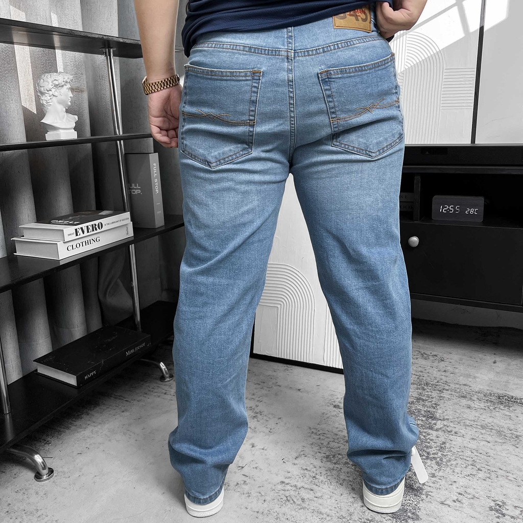 Quần dài Jean Bigsize Basic trơn Màu Xanh wash nhạt