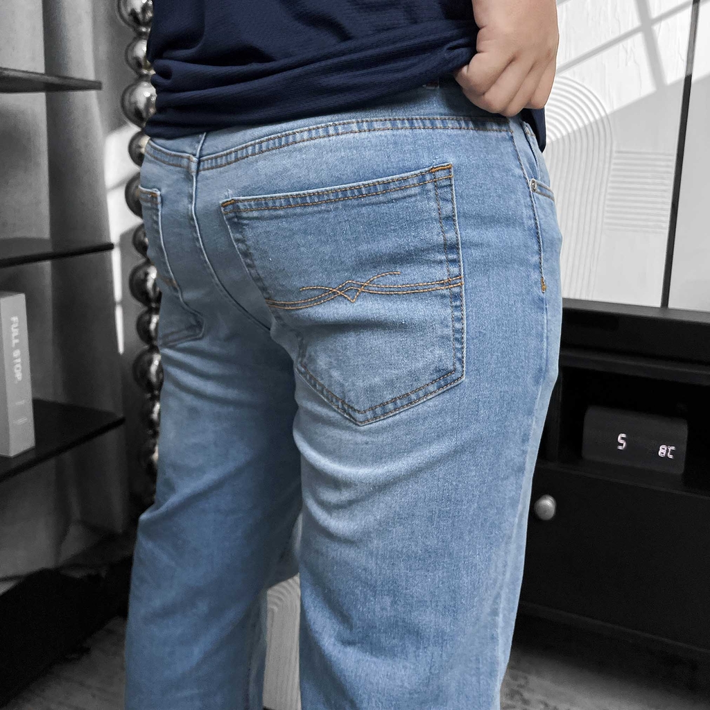 Quần dài Jean Bigsize Basic trơn Màu Xanh wash nhạt