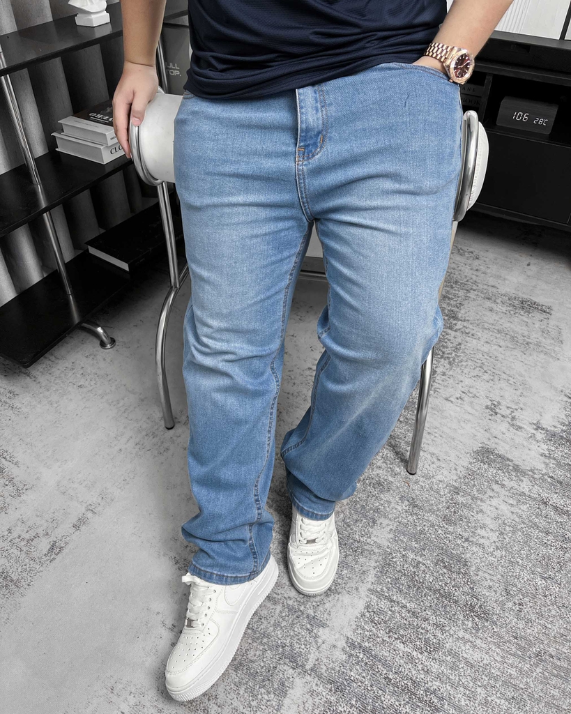 Quần dài Jean Bigsize Basic trơn Màu Xanh wash nhạt