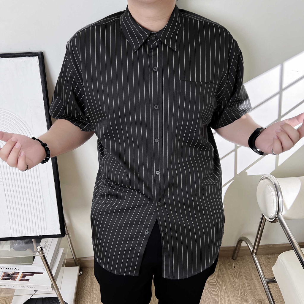 Áo Sơ Mi Bigsize Oxford Kẻ sọc Xám lông chuột