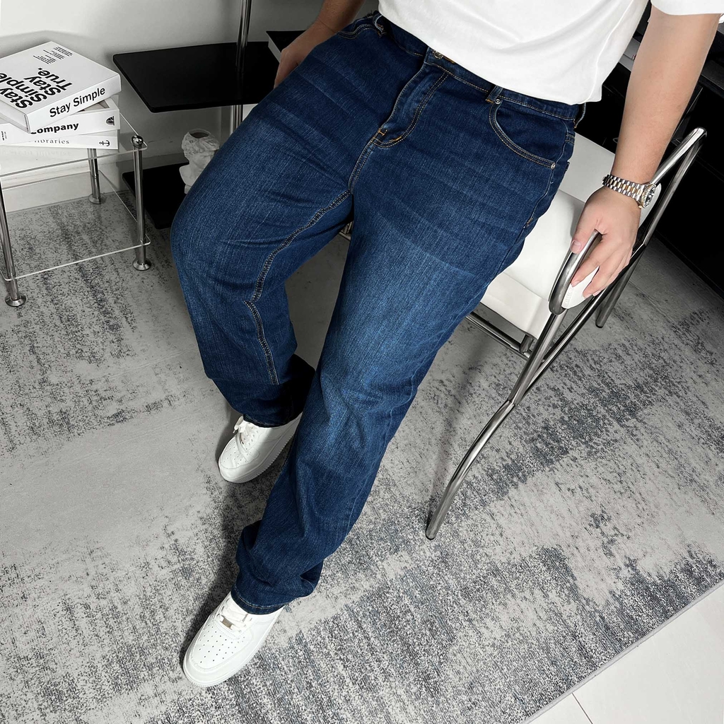Quần dài Jean Bigsize Basic trơn Màu Xanh đậm