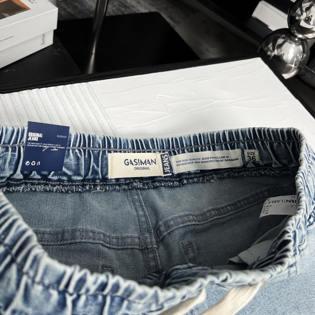 Quần ngắn Jean lưng thun Bigsize Màu Xanh nhạt basic