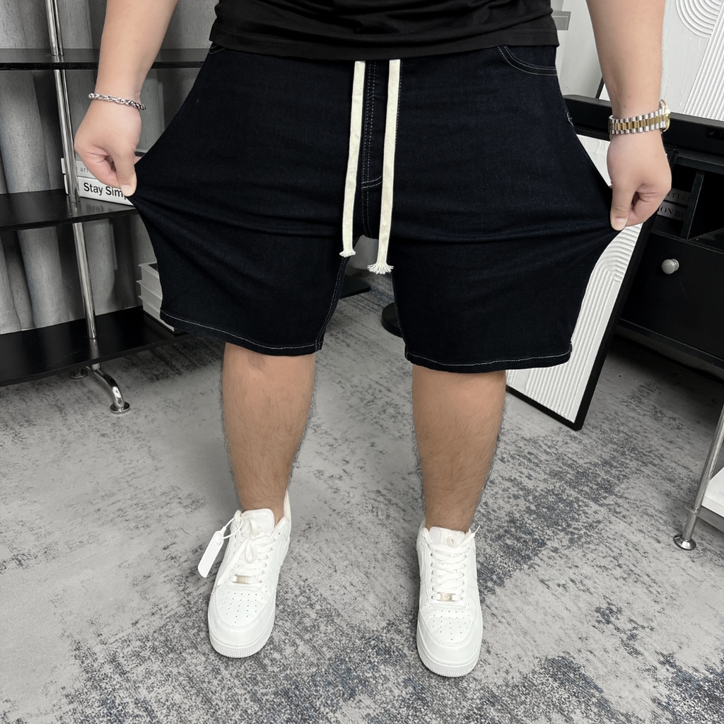 Quần ngắn Jean lưng thun Bigsize Màu Xanh đen basic