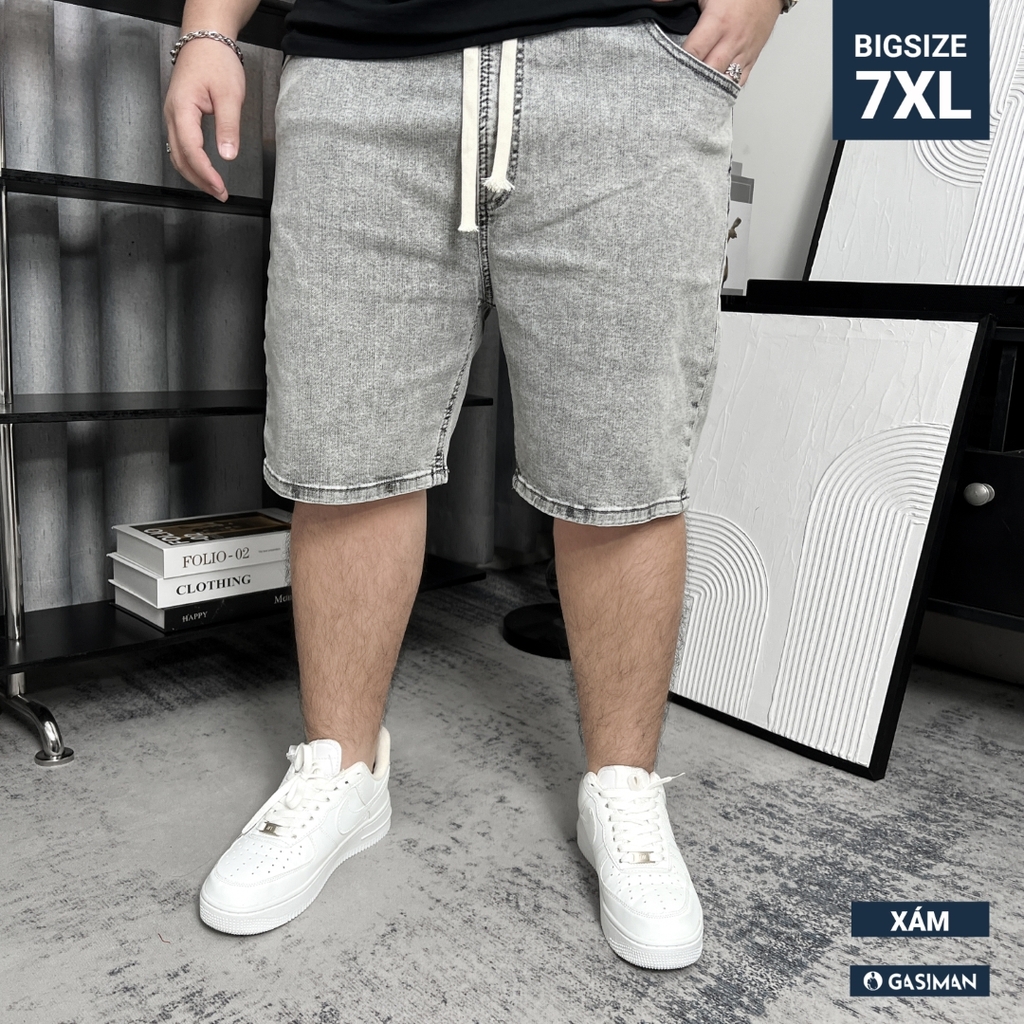 Quần ngắn Jean lưng thun Bigsize Màu Xám basic
