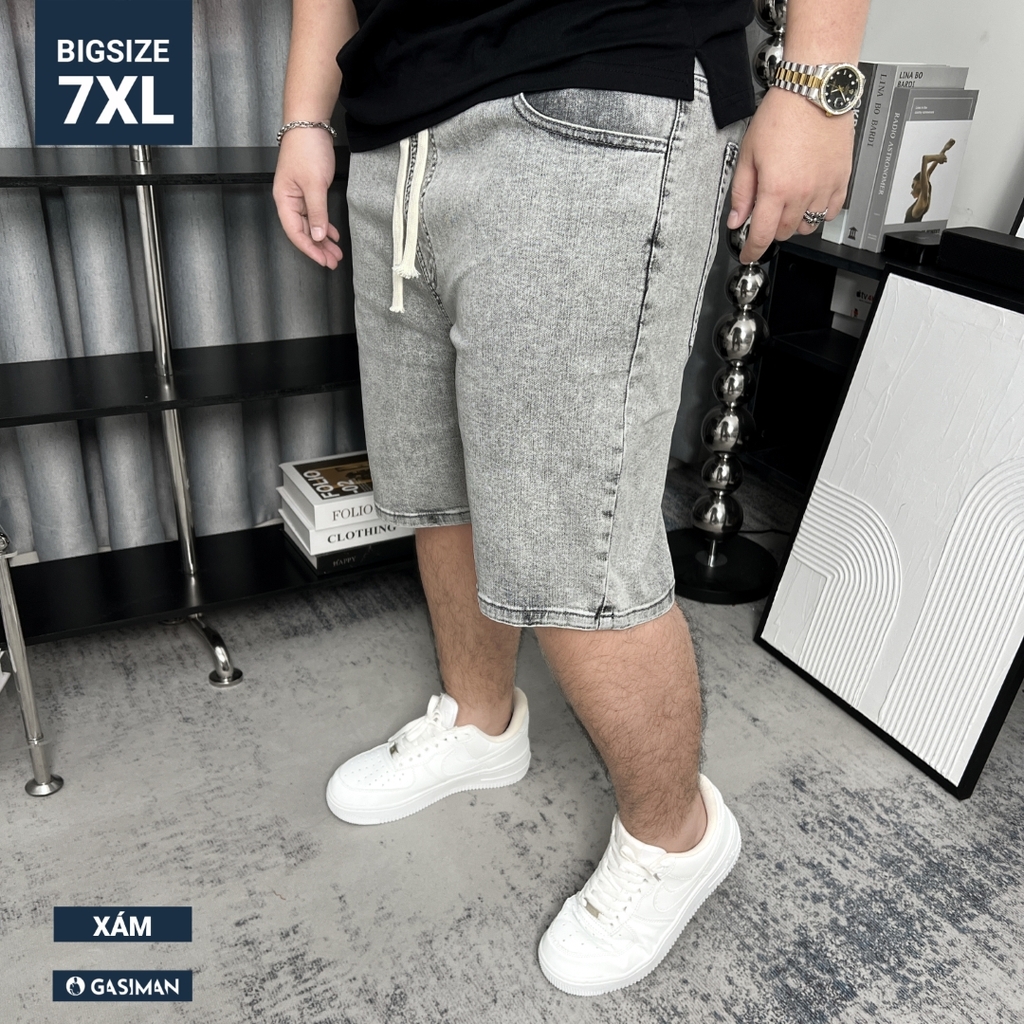 Quần ngắn Jean lưng thun Bigsize Màu Xám basic